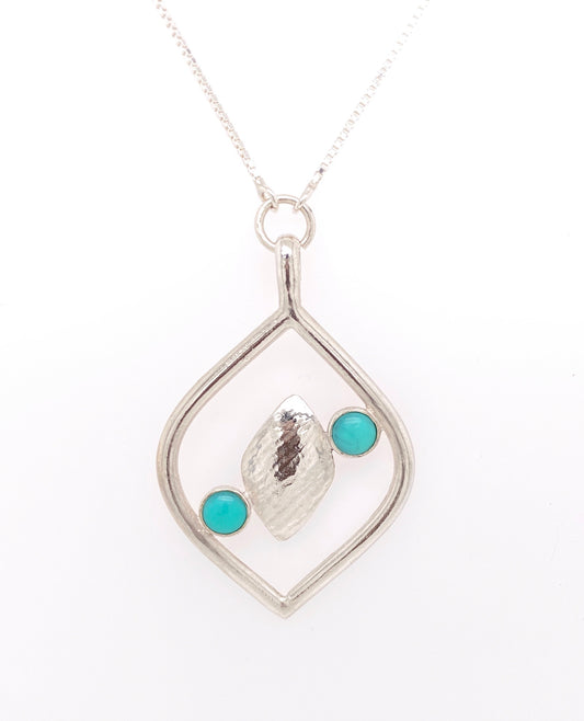 Large Peaceful Pendant with Turquoise From Mexico